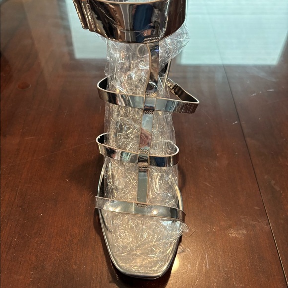 Calvin Klein Metallic Silver Strappy Heels - Picture 5 of 11